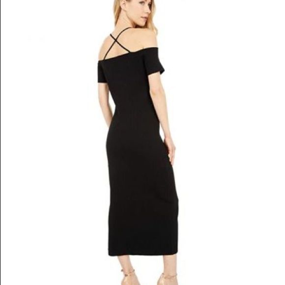 WAYF Deena Off Shoulder Knit Midi Dress in  Black - Picture 14 of 14